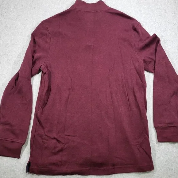 Club Room Mens Large Maroon 1/4 Zip French Rib Long Sleeve Pullover Sweater - Picture 6 of 9